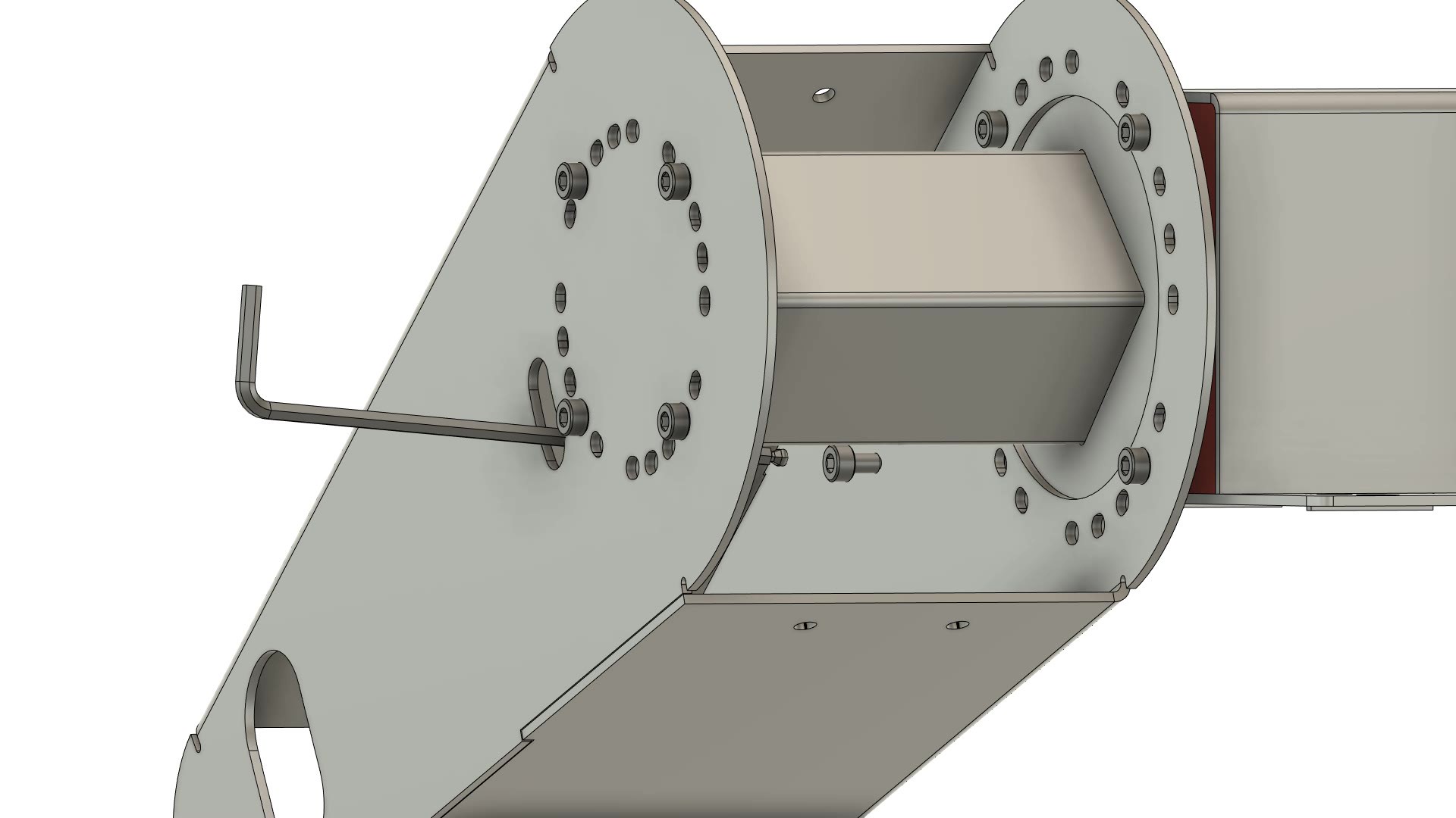 Use of oval cutout to reach for last screw.